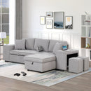 Orisfur. 104" Pull Out Sleeper Sofa Reversible L-Shape 3 Seat Sectional Couch with Storage Chaise and 2 Stools for Living Room Furniture Set - Atlantic Fine Furniture Inc