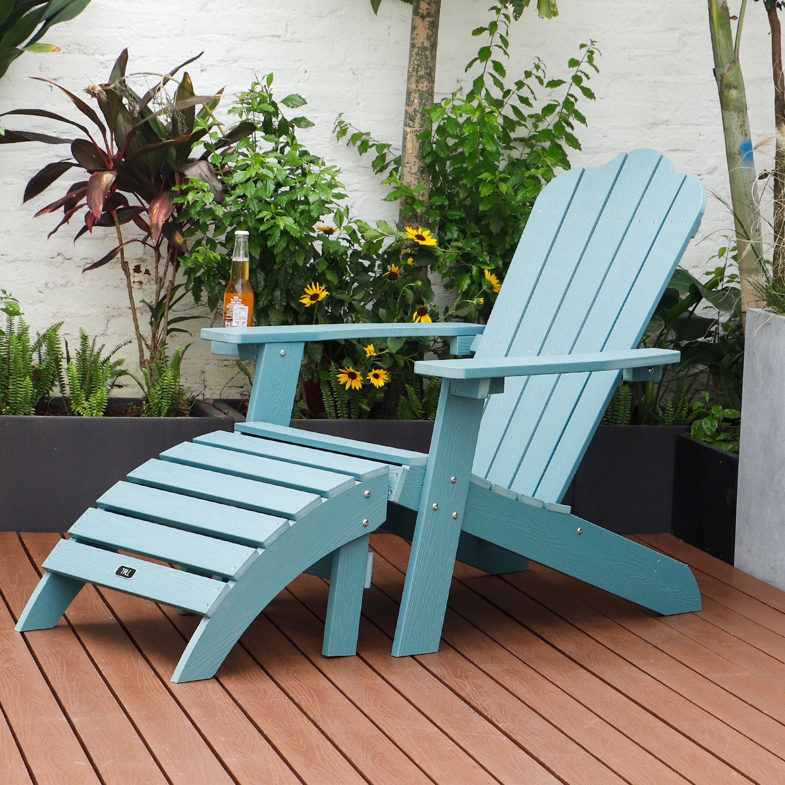TALE Adirondack Ottoman Footstool All-Weather and Fade-Resistant Plastic Wood for Lawn Outdoor Patio Deck Garden Porch Lawn Furniture Blue - Atlantic Fine Furniture Inc
