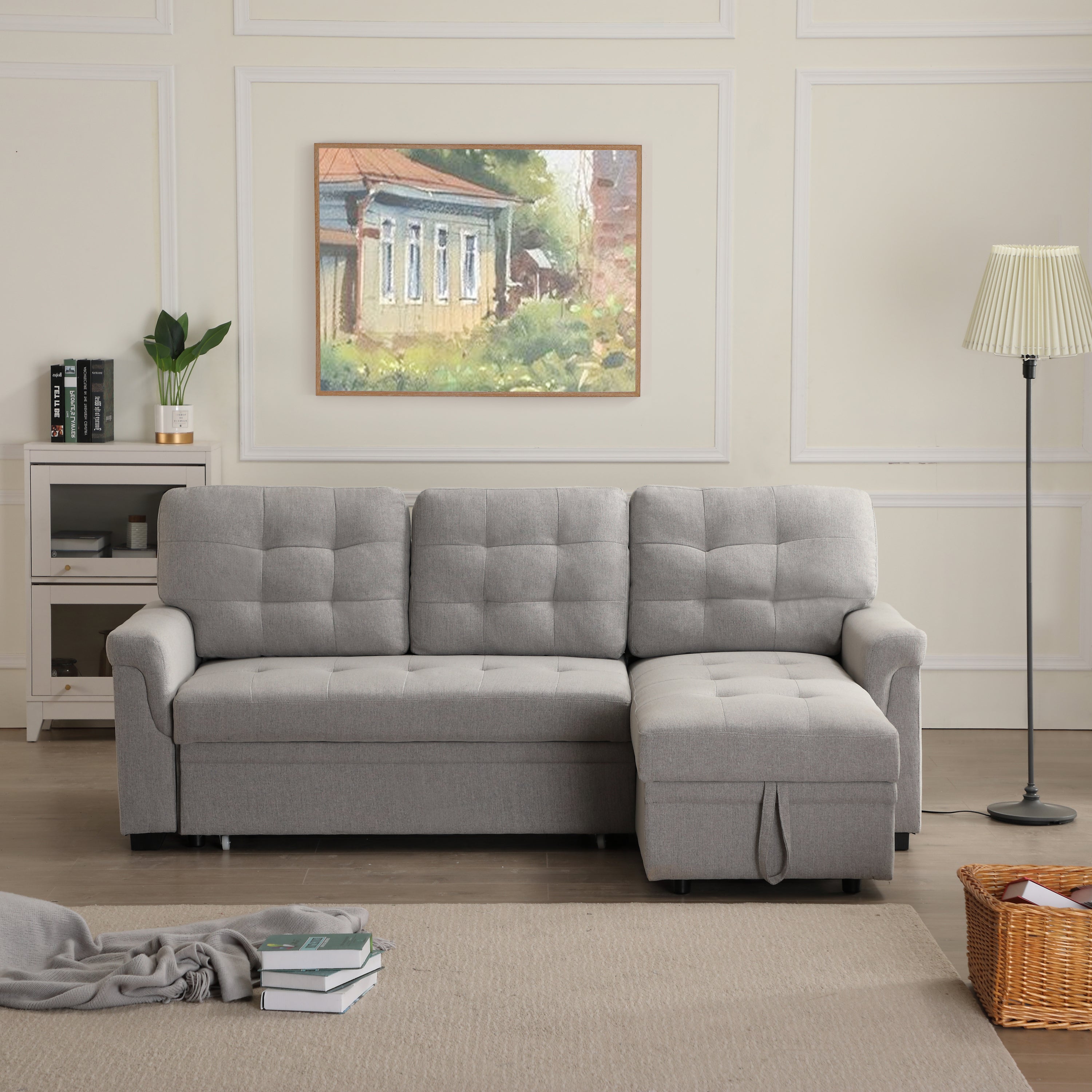 Upholstery Sleeper Sectional Sofa Gray - Atlantic Fine Furniture Inc