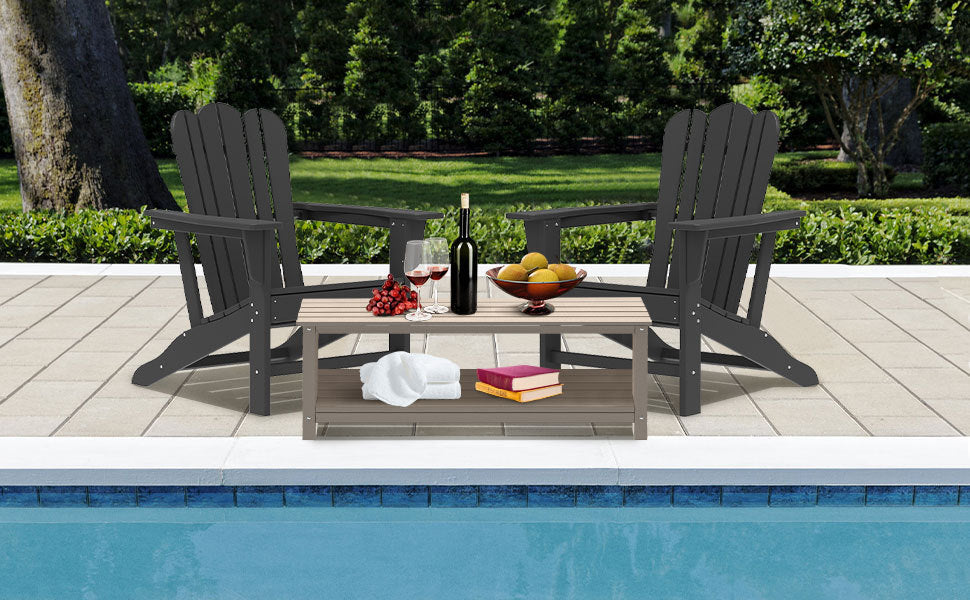 Resistant Adirondack Chair for Patio Deck Garden Fire Pit Chair,
Composite Adirondack Chair, Black,1 piece. - Atlantic Fine Furniture Inc