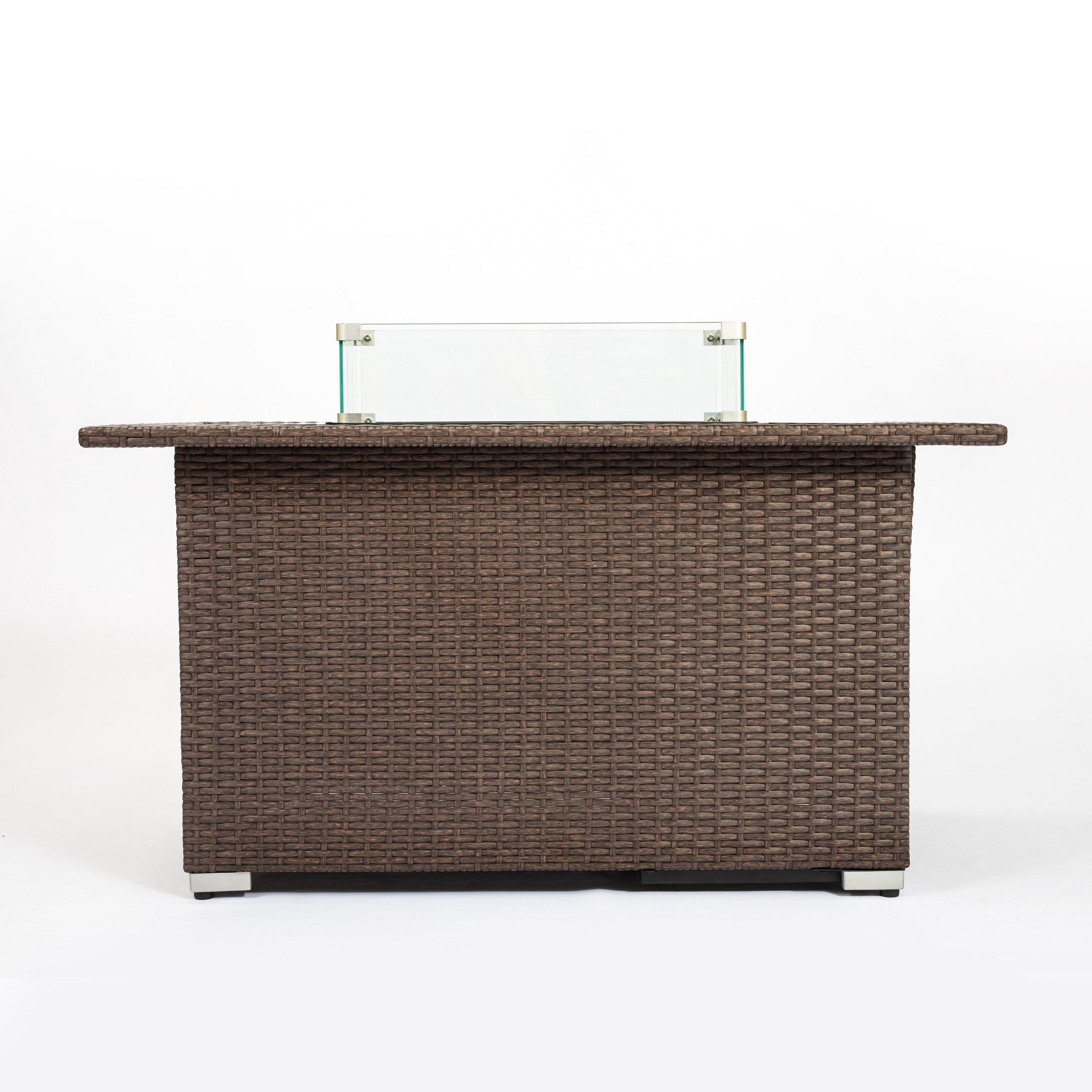 Outdoor 44" Propane Fire pit Table Rectangle 50,000 BTU with 8mm Tempered Glass Tabletop & Blue Stone& Steel table lid &Table waterproof dusty Cover ,ETL Certification (Brown) - Atlantic Fine Furniture Inc