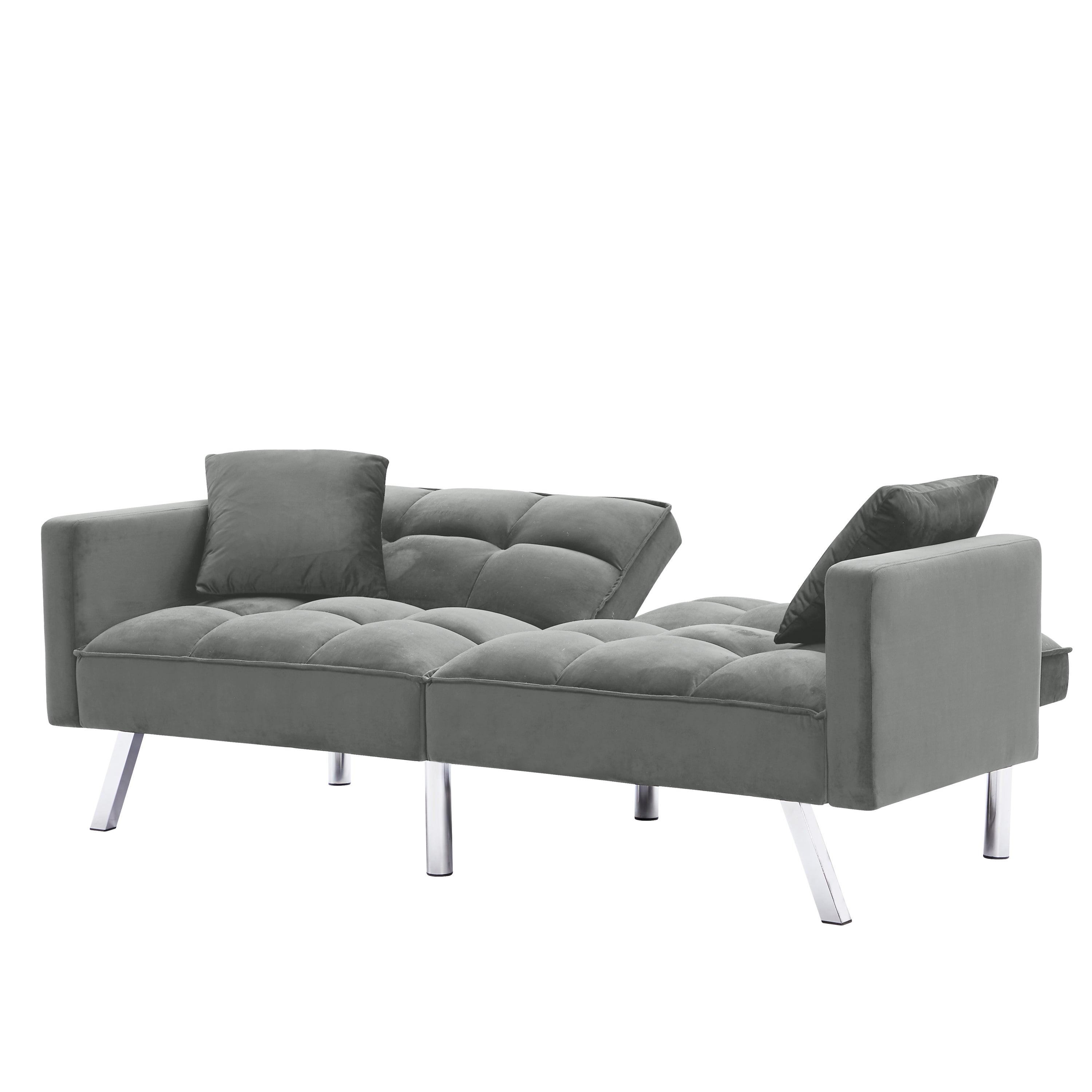 FUTON SOFA SLEEPER GREY VELVET WITH 2 PILLOWS(same asW223S01431、W223S01464。Size difference, See Details in page.
) - Atlantic Fine Furniture Inc