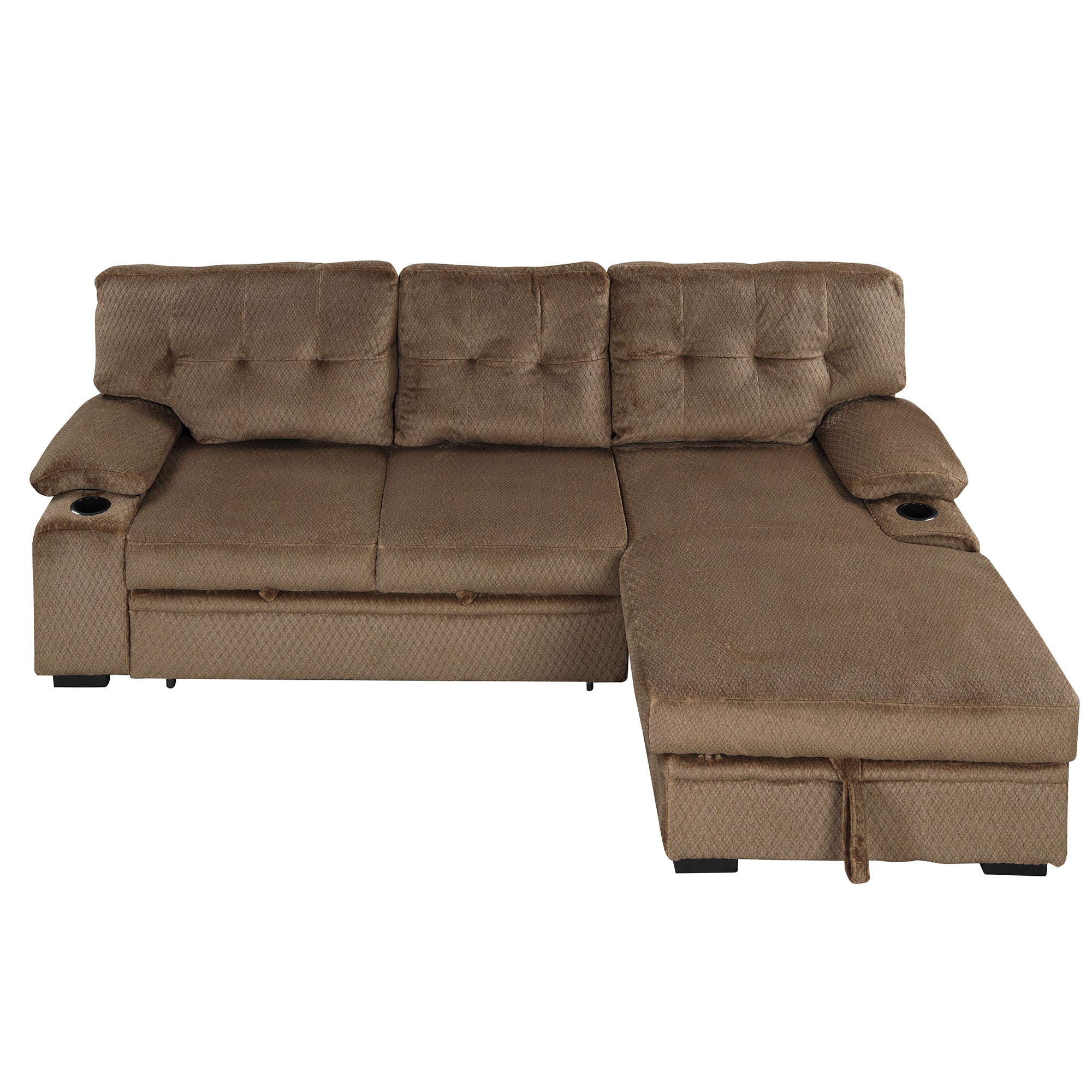 Orisfur. Modern Padded Upholstered Sofa Bed Sleeper Sectional Sofa with Storage Chaise and Cup Holder for Living Room Furniture Set - Atlantic Fine Furniture Inc