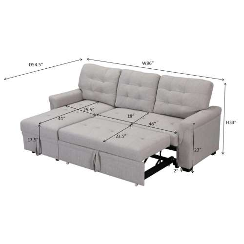 Light GreyUpholstered Sleeper Modular Sofa - Atlantic Fine Furniture Inc