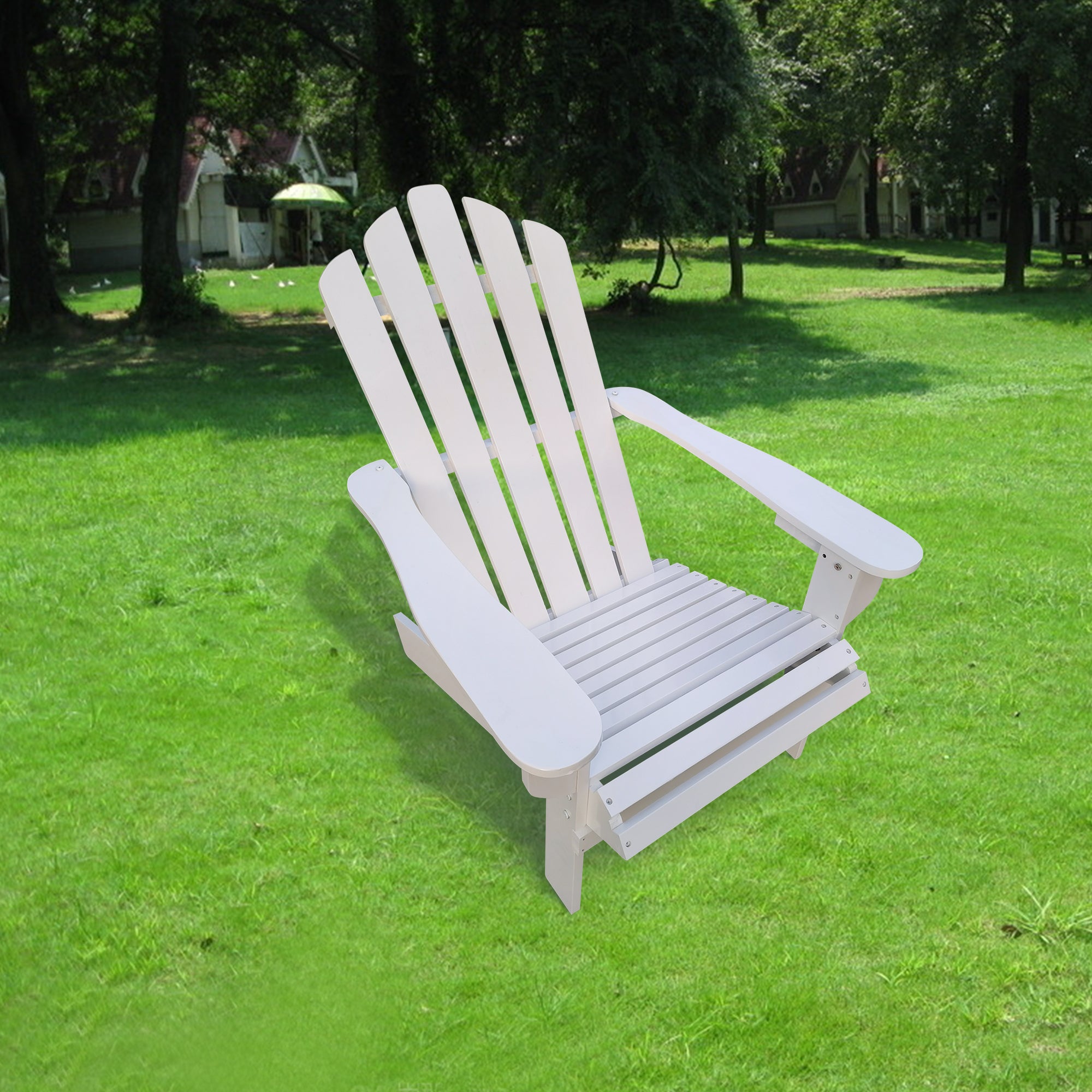 Outdoor or indoor Wood Reclining Adirondack chair White - Atlantic Fine Furniture Inc