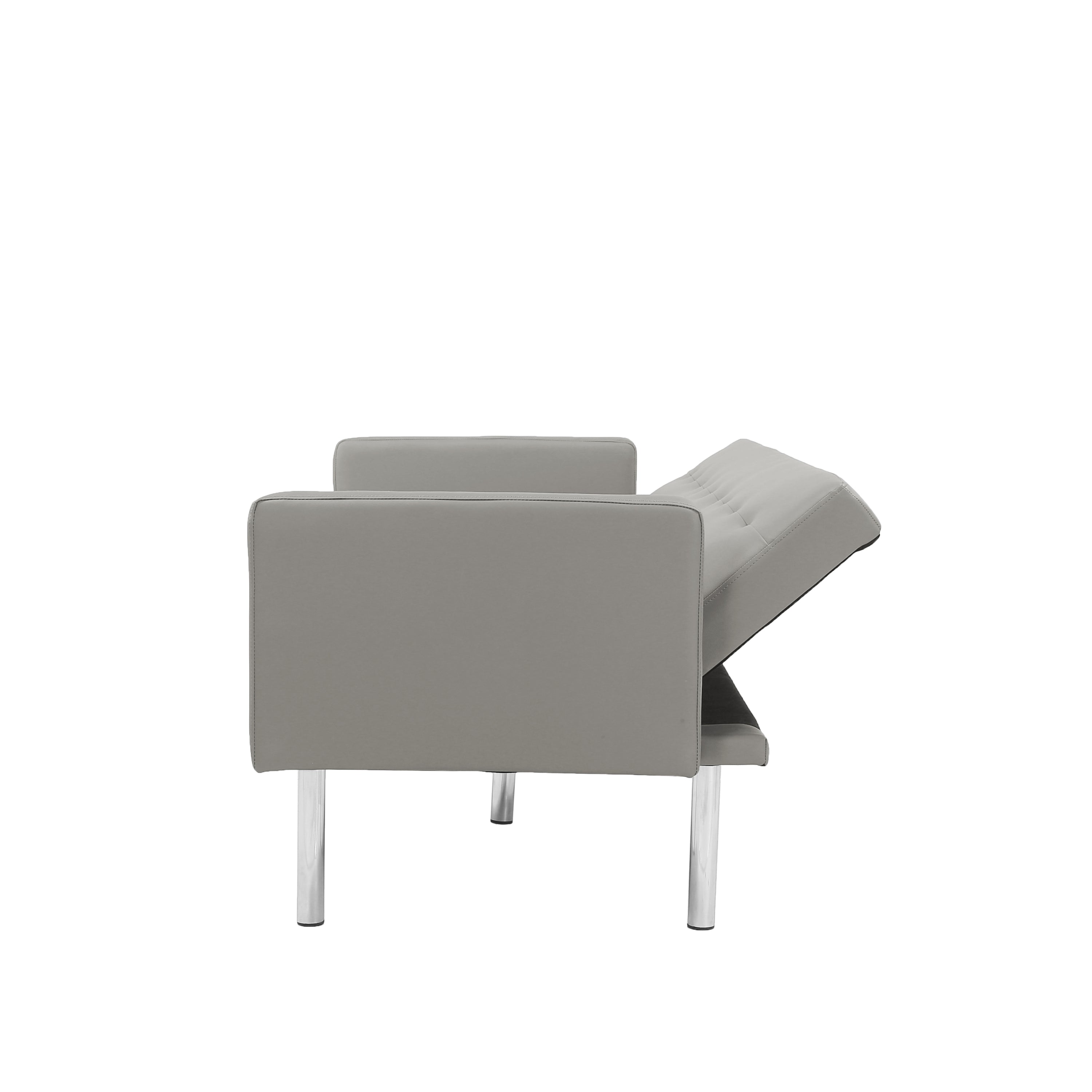 Square arm sleeper sofa GREY PU ***Not available for sale on Walmart*** - Atlantic Fine Furniture Inc