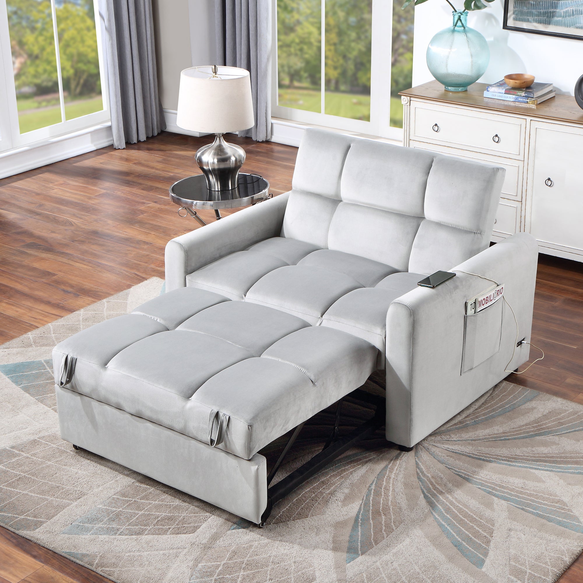 Orisfur. 50" Convertible Sleeper Bed, Adjustable Oversized Armchair with Dual USB Ports for Small Space - Atlantic Fine Furniture Inc