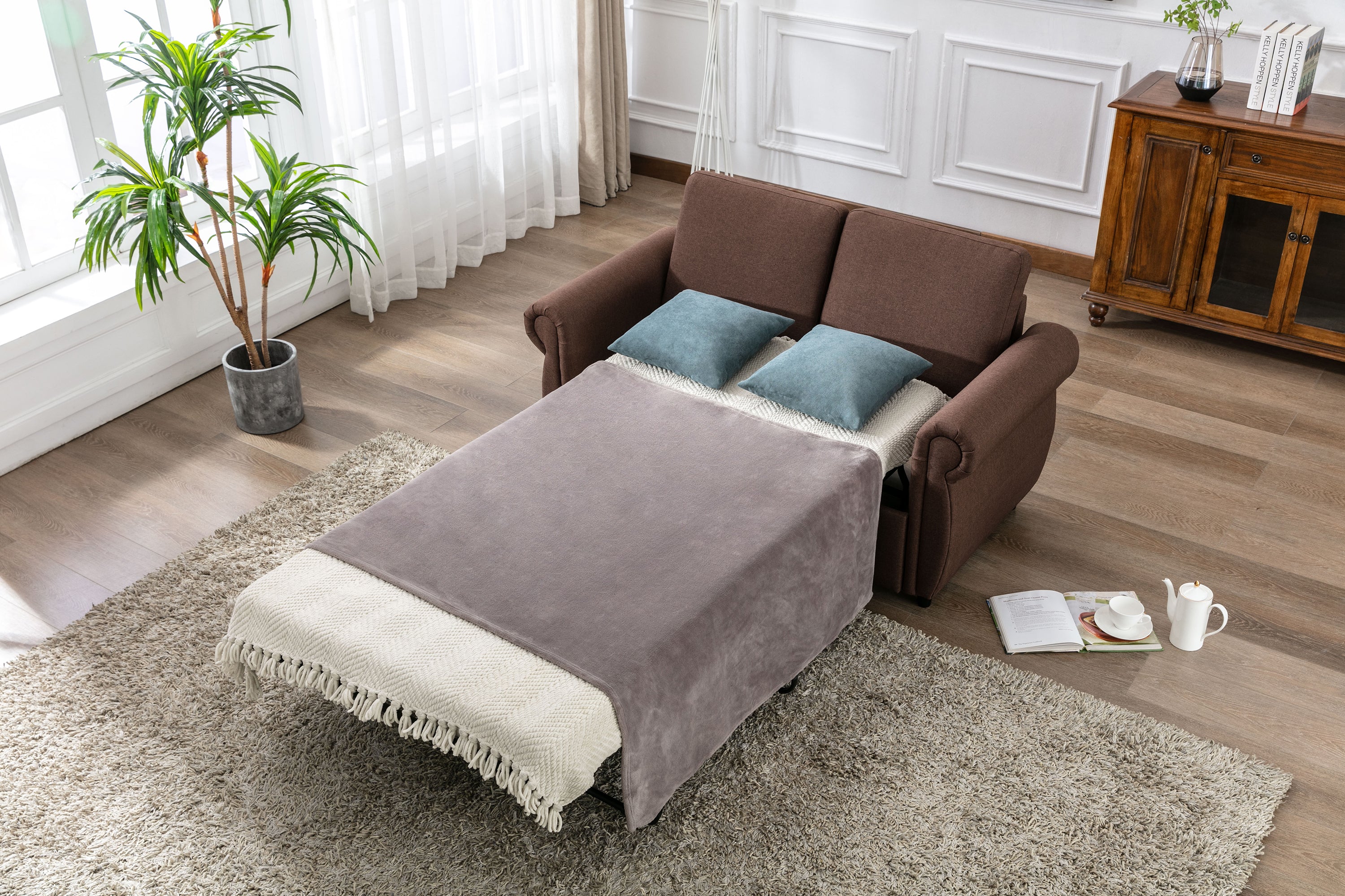 Orisfur Pull Out Sofa Bed Loveseat Sleeper with Twin Size Memory Mattress for Living Room Spaces - Atlantic Fine Furniture Inc