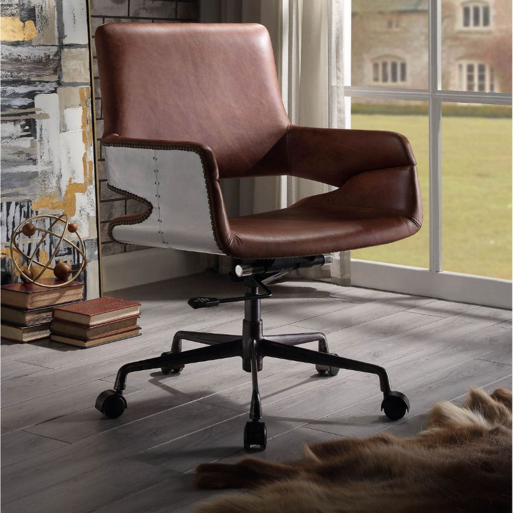 Full grain leather executive best sale office chair