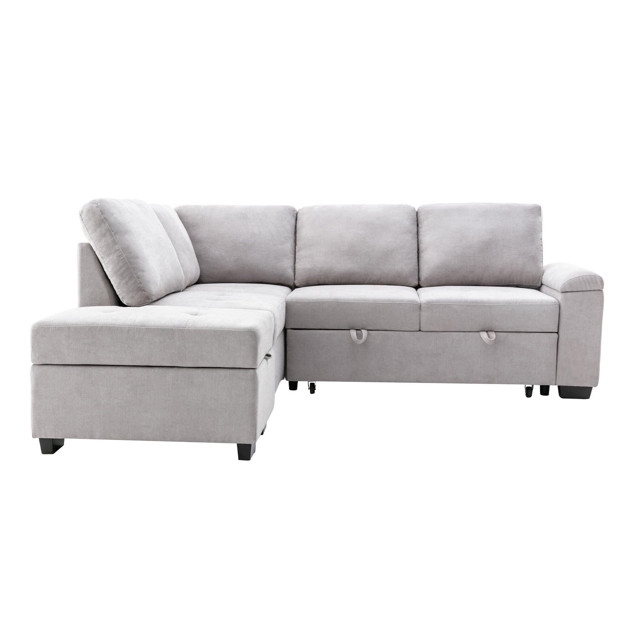 Orisfur. 86" Sleeper Sectional Sofa, L-Shape Corner Couch Sofa-Bed with Storage Ottoman & Hidden Arm Storage for Living Room Apartment - Atlantic Fine Furniture Inc