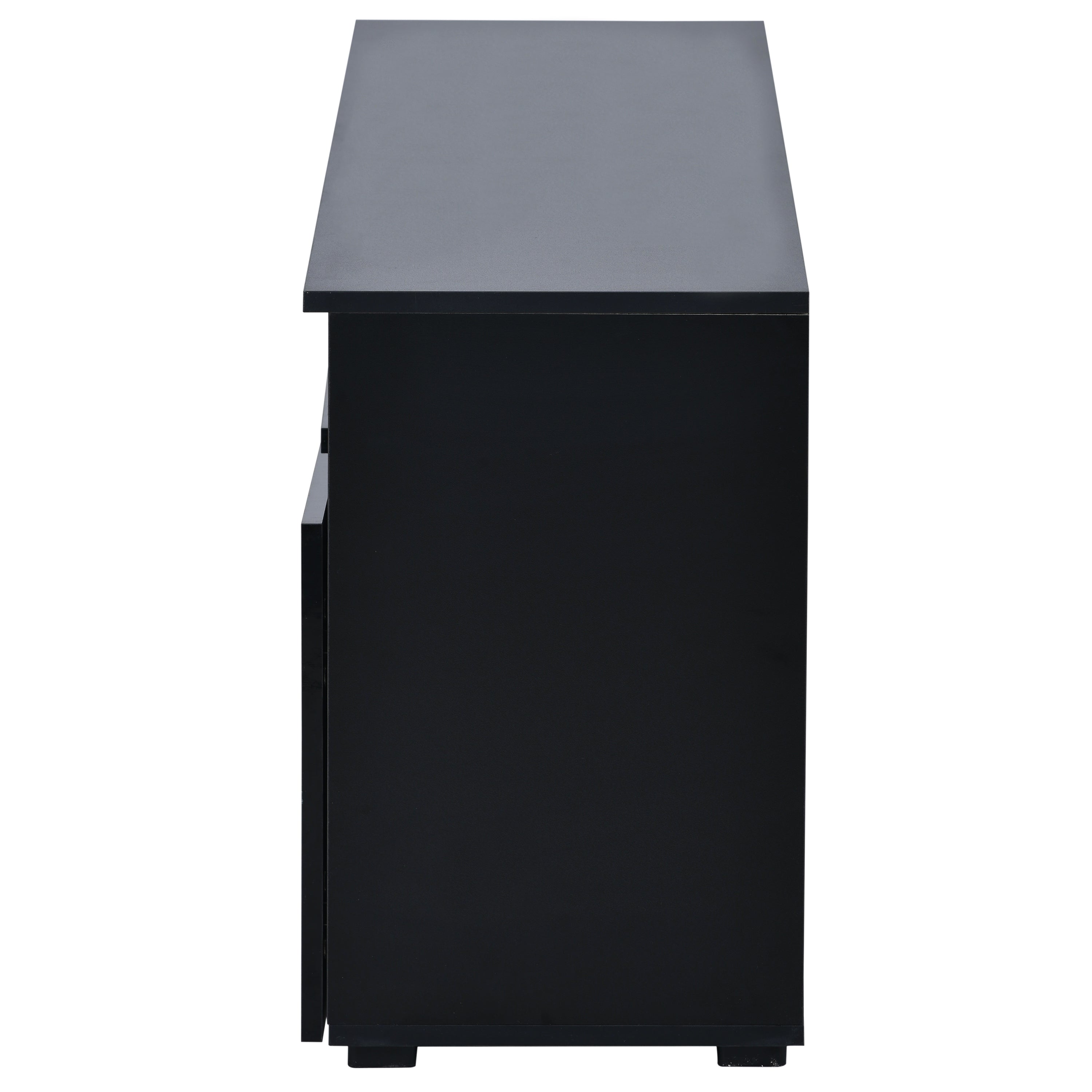 U-Can Modern, Stylish Functional TV stand with Color Changing LED Lights, Universal Entertainment Center, High Gloss TV Cabinet for 70+ inch TV, Black - Atlantic Fine Furniture Inc