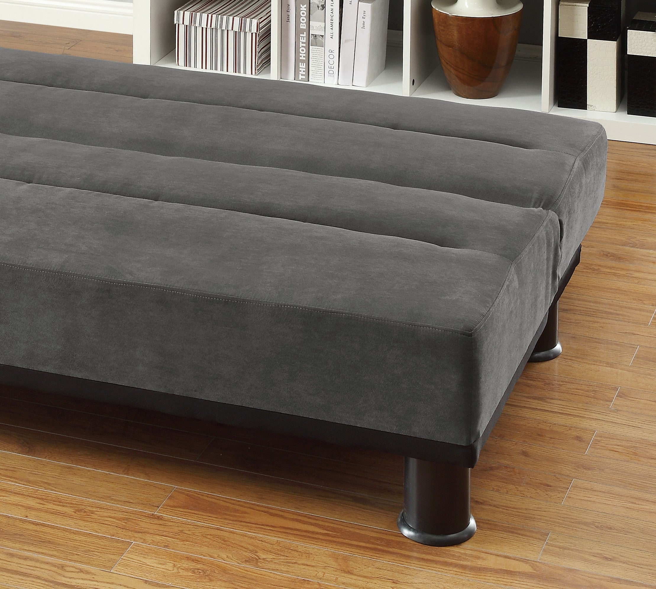 Gray Microfiber Upholstered Elegant Lounger 1pc Solid Wood Plywood Frame Foam Padded Cushions Sofa Sleeper - Atlantic Fine Furniture Inc