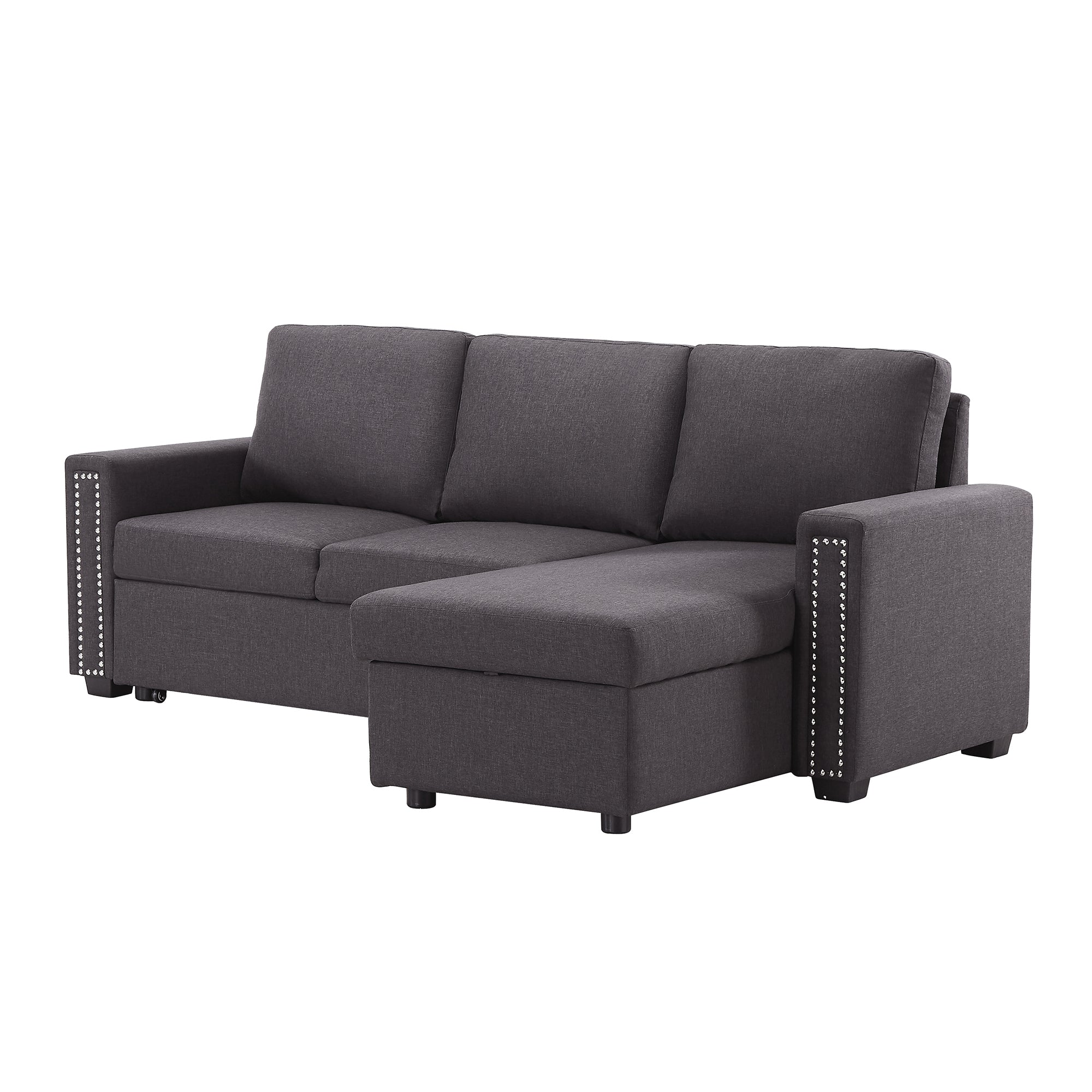 Orisfur. 83" Pull Out Sleeper Sofa Reversible L-Shape 3 Seat Sectional Couch with Storage Chaise for Living Room Furniture Set - Atlantic Fine Furniture Inc