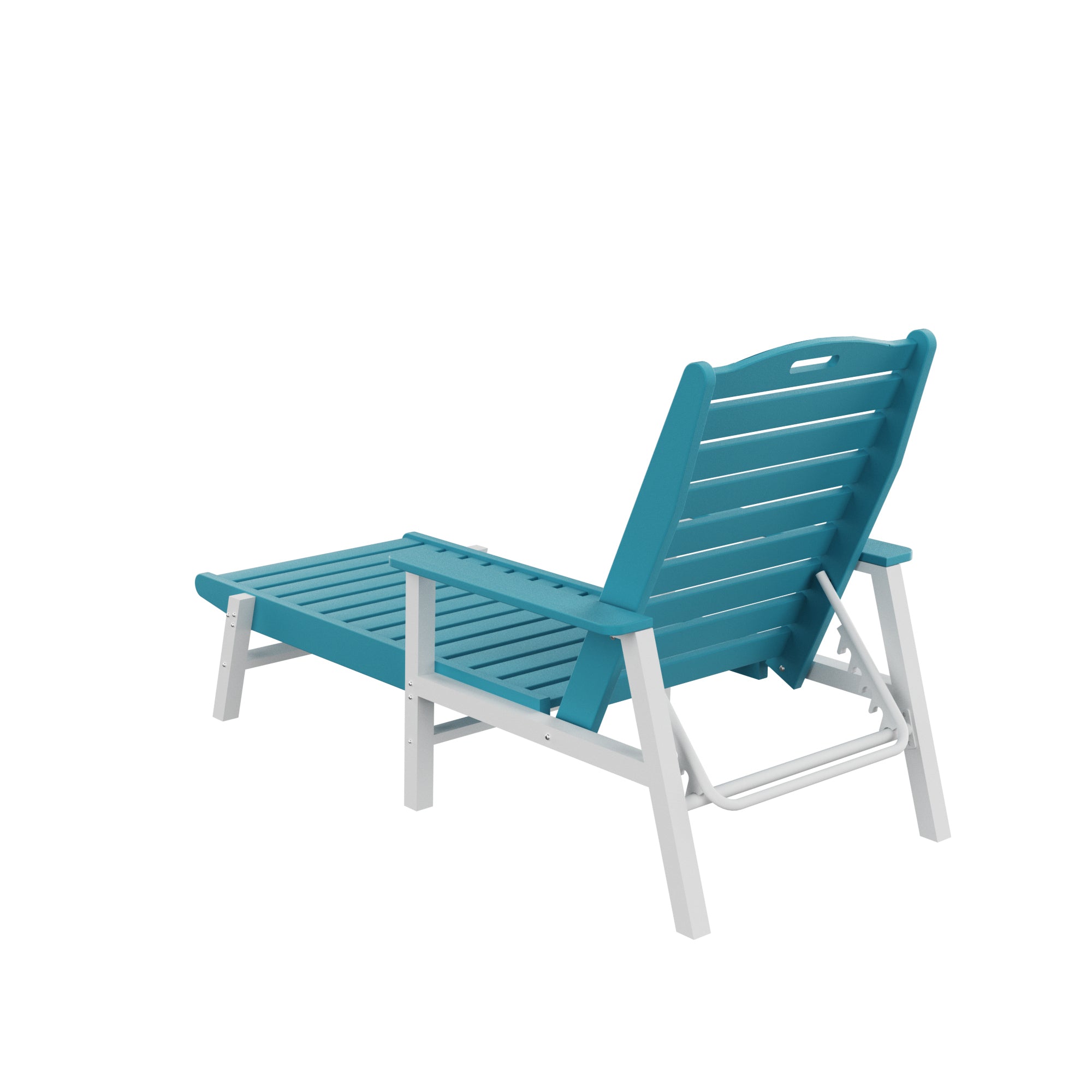 Pool chaise lounge Chair Poolside HDPE Adirondack with 6 adjuestable for indoor and outdoor all weather waterproof, Blue+White - Atlantic Fine Furniture Inc