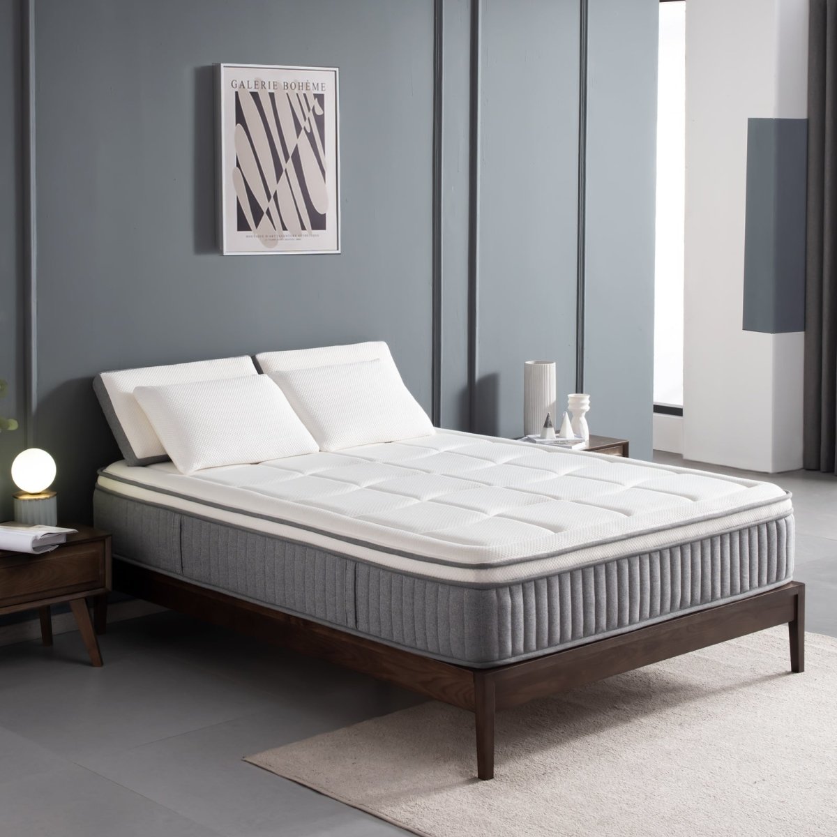 King Mattress,12 Inch Euro Top Hybrid Mattress, Gel Memory Foam with Pocket Spring Mattress in a Box for Cool Sleep and Balance Support, Medium Feel Mattress, CertiPUR-US Certified - Atlantic Fine Furniture Inc