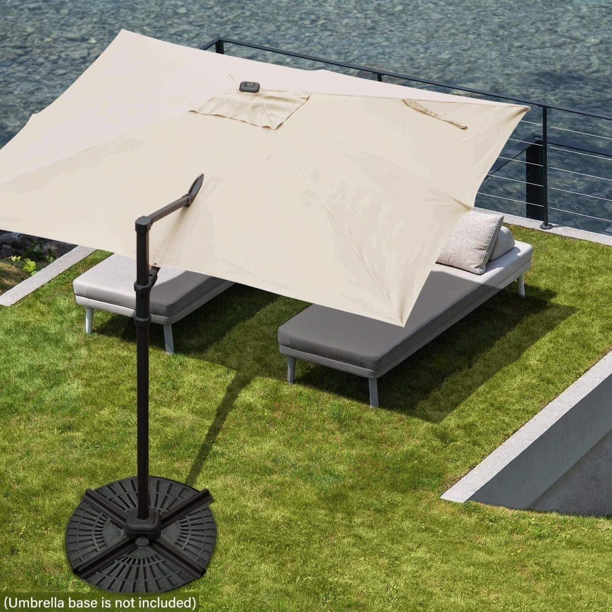 Lausaint Home 8Ft Cantilever Patio Umbrella Square Deluxe Offset Umbrella 360°Rotation Heavy Duty Patio Hanging Umbrella for Market Garden Deck Pool Backyard Patio - Atlantic Fine Furniture Inc
