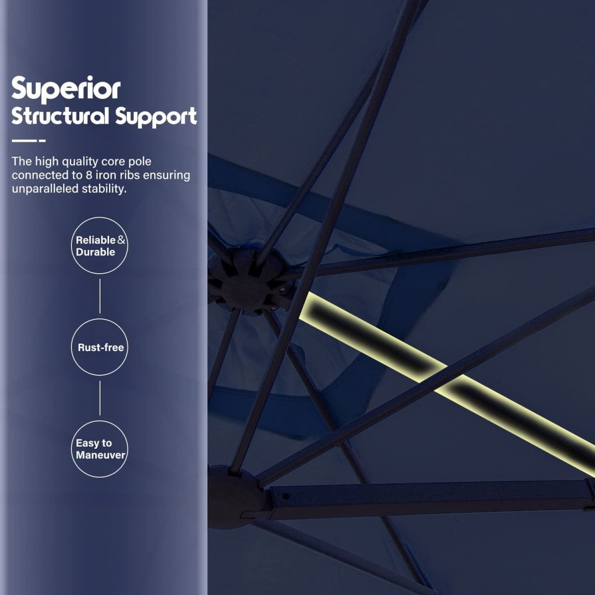 Lausaint Home 8Ft Cantilever Patio Umbrella Square Deluxe Offset Umbrella 360°Rotation Heavy Duty Patio Hanging Umbrella for Market Garden Deck Pool Backyard Patio - Atlantic Fine Furniture Inc