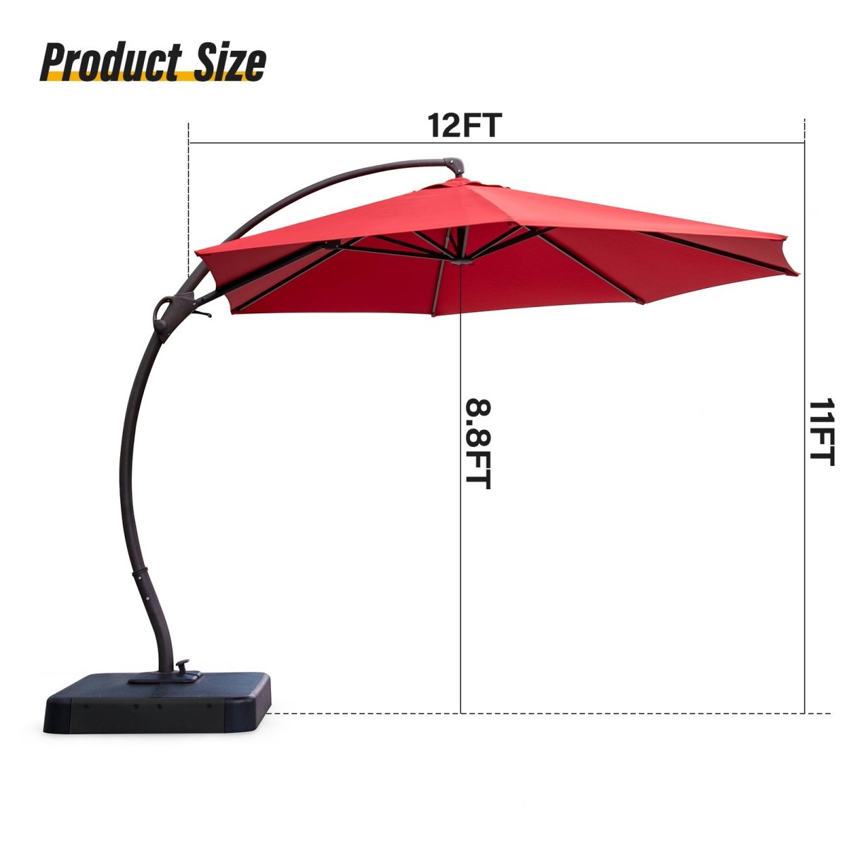LAUSAINT HOME Outdoor Patio Umbrellas, 12FT Outdoor Umbrella with Base Included, Upgraded Curvy Aluminum Offset Cantilever Umbrella with 360°Rotation Deisgn for Garden Pool Backyard Market Deck - Atlantic Fine Furniture Inc