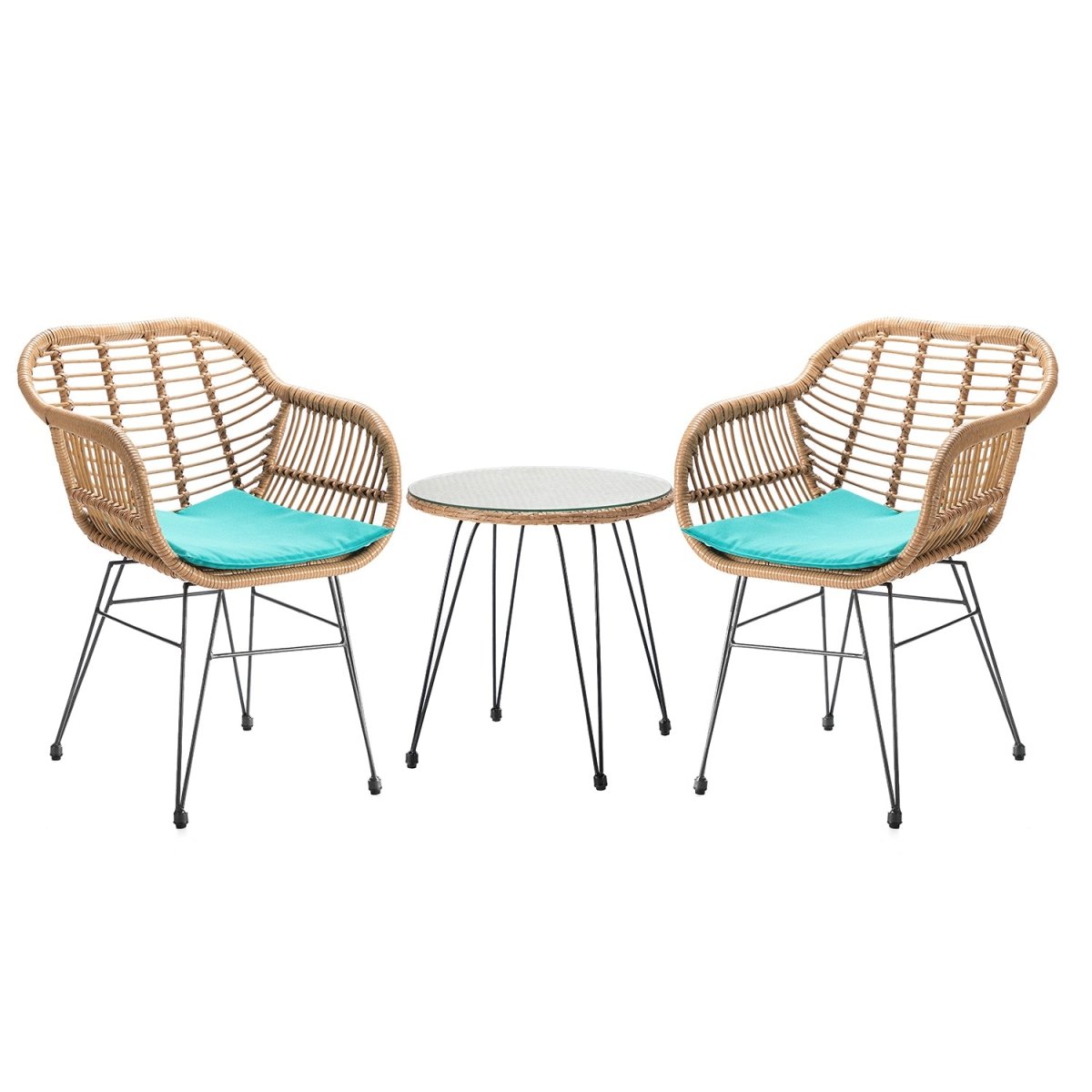 Liriope Outdoor Patio Bistro Set 3 Piece Rattan Seating Group with Cushions - Atlantic Fine Furniture Inc