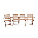 Foldable Patio Dining Set With 4 Folding Chairs For Indoor And Outdoor Use - Teak