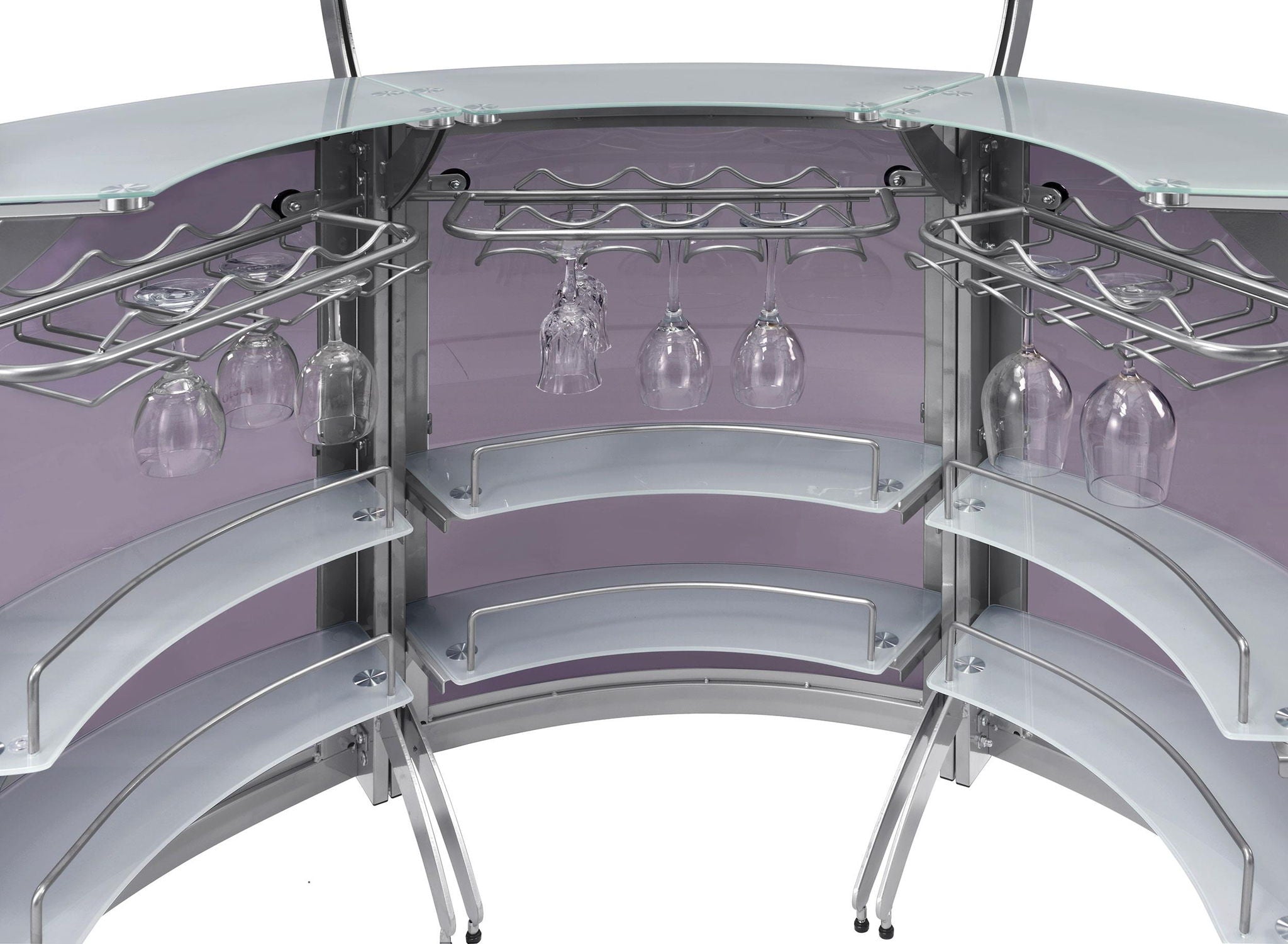 Dallas 3-piece Curved Freestanding Home Bar Cabinet Silver