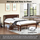 Full Size Bed, Wood Platform Bed Frame with Headboard For Kids, Slatted, Dark Walnut