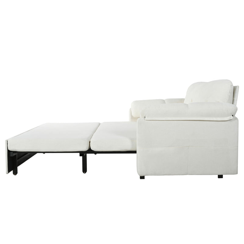 Convertible Pull Out Sofa Bed Queen Size, 3 In 1 With Side Storage