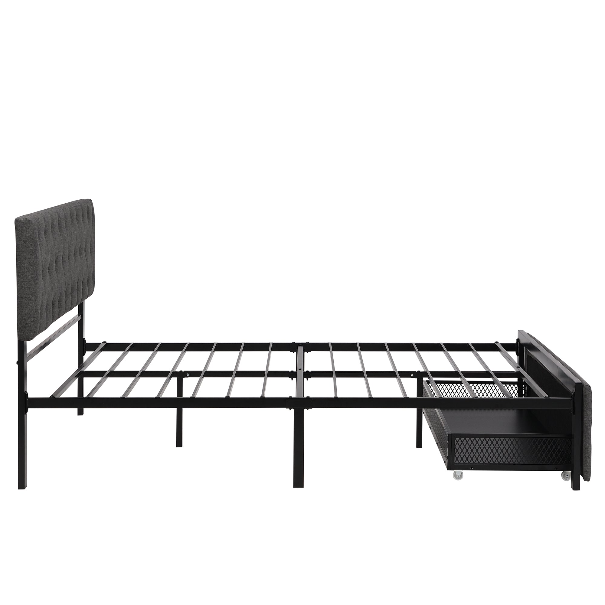 Queen Size Storage Bed Metal Platform Bed with a Big Drawer - Gray - Atlantic Fine Furniture Melbourne FL