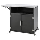 Versatile Outdoor Cabinet With Folding & Expandable Work Surfaces, Ample Storage Space, And Lockable Wheels - Matte Black