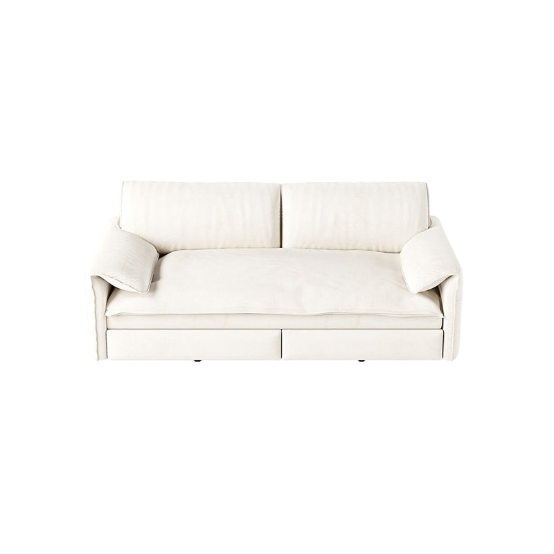 Queen Pull Out Sofa Bed, 3 In 1 Convertible Sleeper Sofa With Side Storage For Living Room - Beige