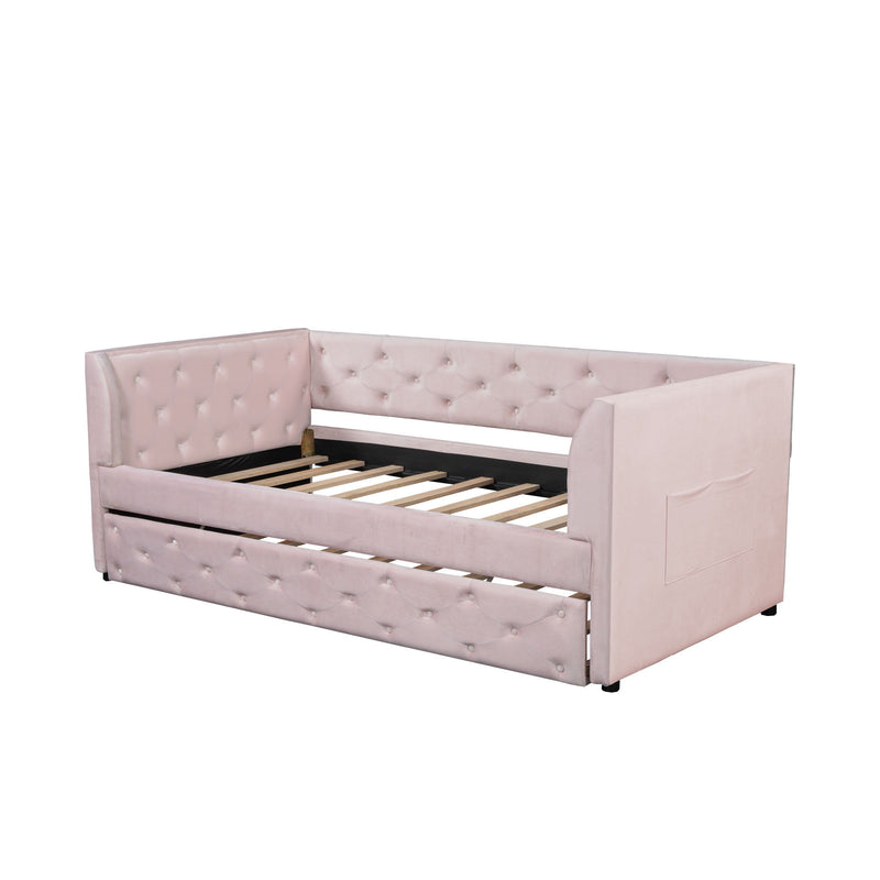 Upholstered Tufted Daybed With Trundle