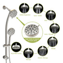 Multi Function Dual Shower Head System With 4.7" Rain Showerhead, 8 Function Hand Shower, Adjustable Slide Bar