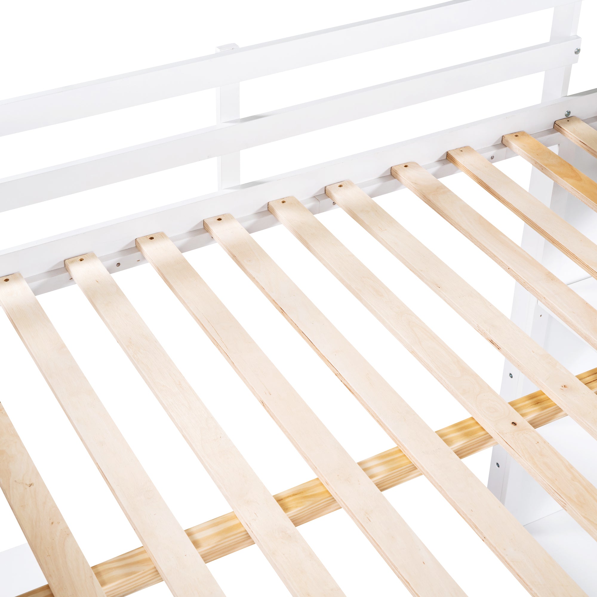 Full Size Loft Bed with Ladder, Shelves, and Desk, White - Atlantic Fine Furniture Melbourne FL