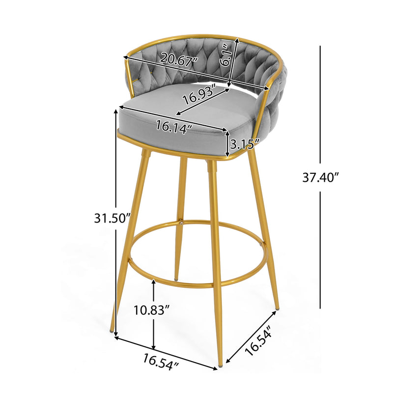 Modern Low Back Upholstered Counter Height Bar Stools (Set of 2)