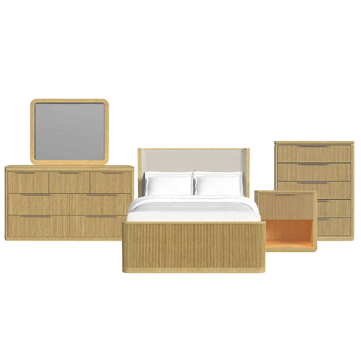 Sylvie Bedroom Set With Upholstered Bed in Dark Brown by Elements International, view 2