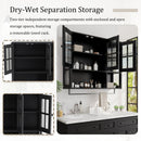 3 Door Wall Cabinet With Glass Door And Towel Bar