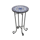 French Country Patio Side Table With Vibrant Tile Top
