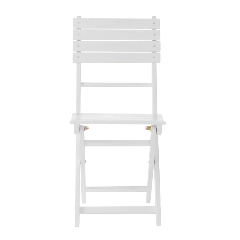 Outdoor Foldable Wood Dining Chair With Slat Design (Set of 2)
