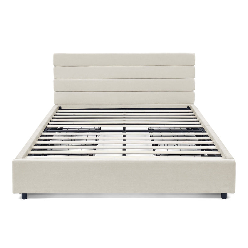 Modern Cushioned Bed Frame With Headboard And Drawers