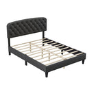 Queen size Adjustable Headboard with Fine Linen Upholstery and Button Tufting for Bedroom,  Wave Top  Dark Grey