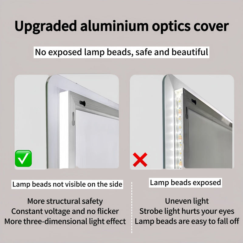Wall Mounted Full Body Mirror With Dimming Lights Glass - Silver
