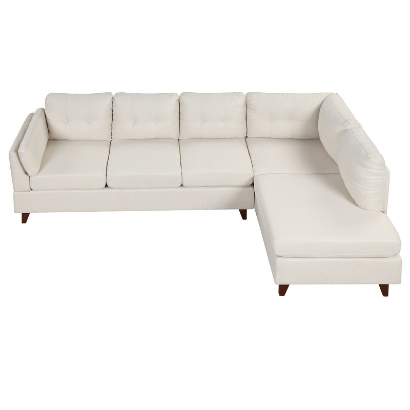 Modern Linen Fabric Sofa, L-Shape Couch With Chaise Lounge, Sectional Sofa With One Lumbar Pad