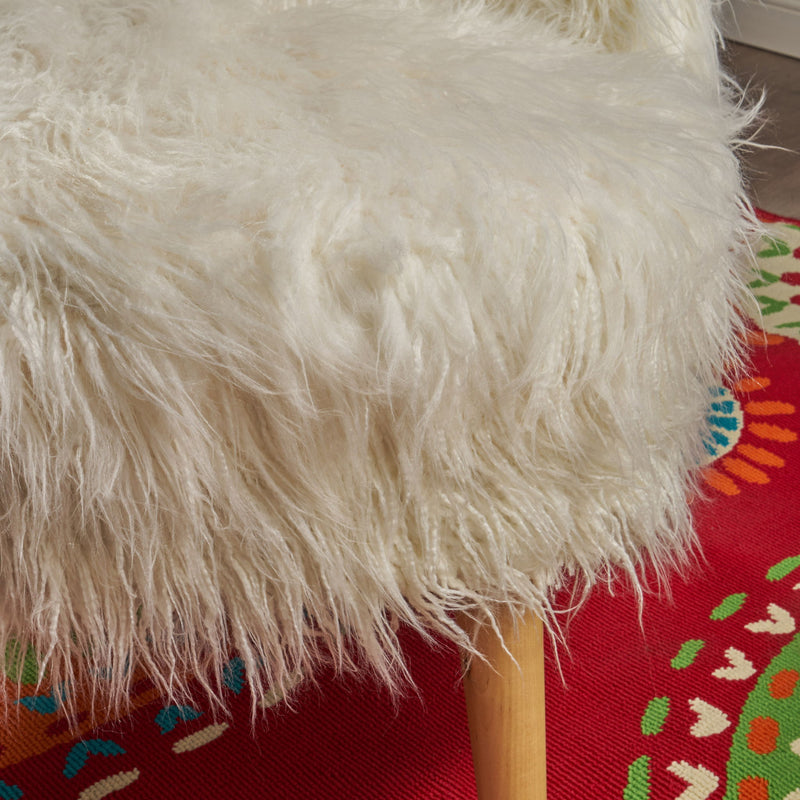 Modern Glam Club Chair With Shaggy Textures - White