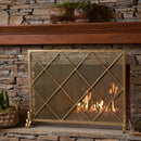 Minimalist Single Panel Iron Fireplace Screen With Diamond Design
