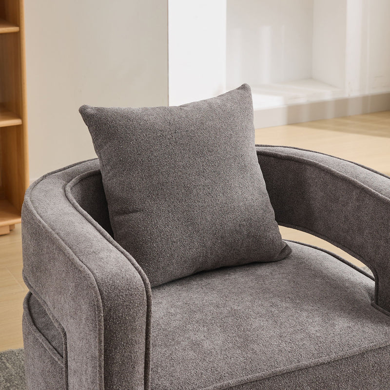 Swivel Accent Open Back Barrel Chair With Weathered Base