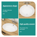 Elegant Ceramic Oval Undermount Bathroom Sink With Overflow