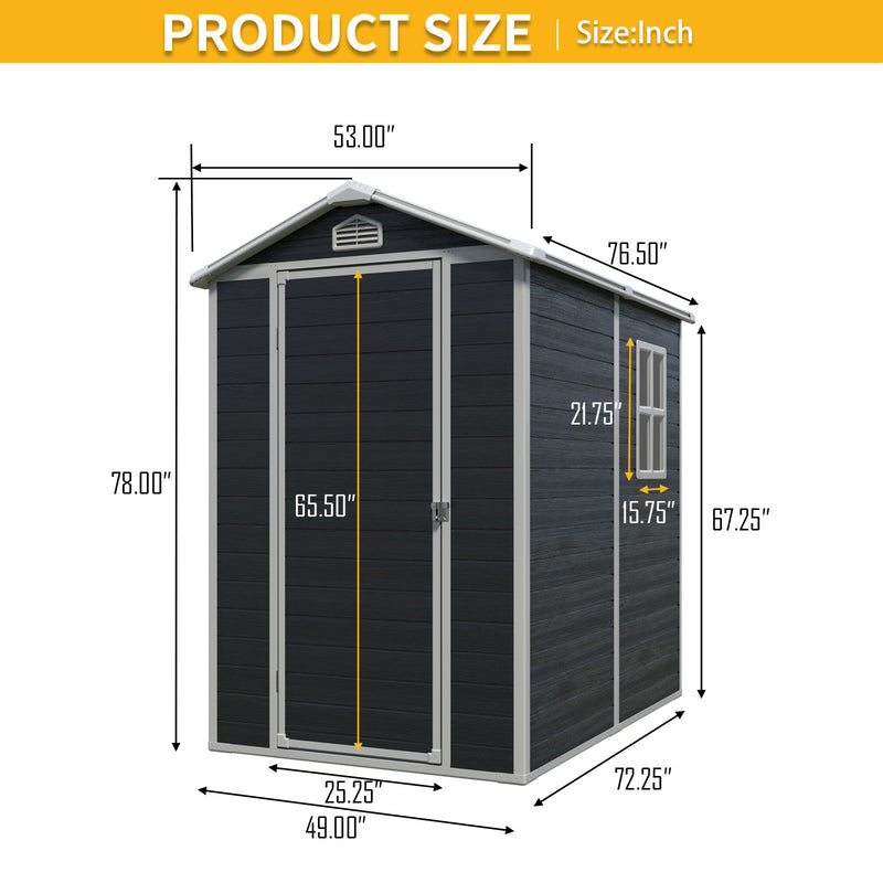 Resin Outdoor Storage Shed Kit Perfect To Store, Patio Furniture - Black