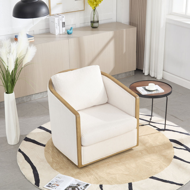 Corduroy Barrel Chair, 360 Degree Swivel