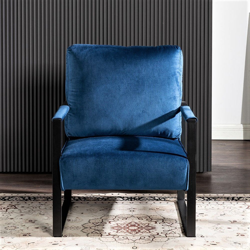 Classic Mid Century Modern Accent Chair With Durable Square Metal Frame, Armchair