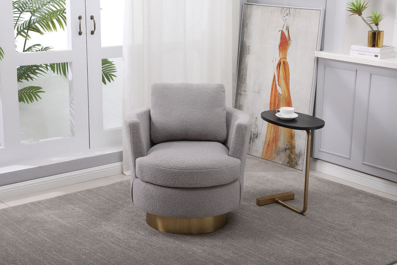 Barrel Chair, Swivel Accent Chairs Armchair For Living Room, Reading Chairs For Bedroom Comfy, Round Barrel Chairs With Gold Stainless Steel Base